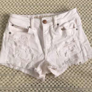 low waisted white shorts